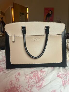 kate spade Black and Beige New York Cameron medium satchel purse